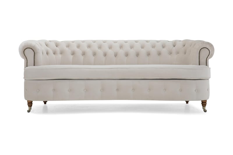 Chesterfield Deluxe Veloursofa 3-pers Buet - Beige - Møbler - Sofaer - 2 personers sofa
