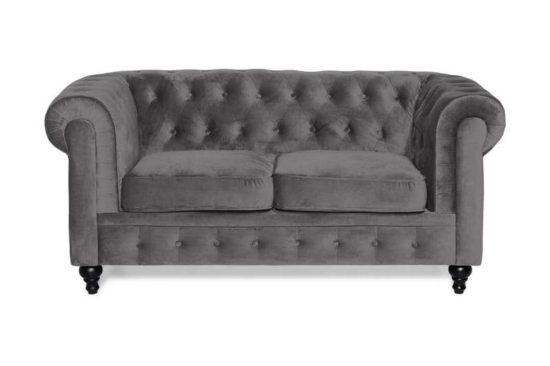 Chesterfield Lyx Veloursofa 2-pers - Mørkegrå - Møbler - Sofaer - 2 personers sofa