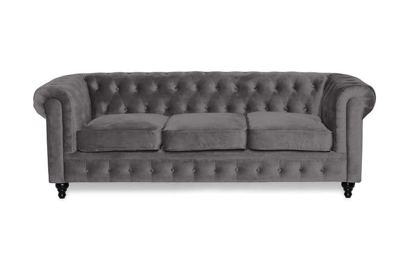 Chesterfield Lyx Veloursofa 3-pers