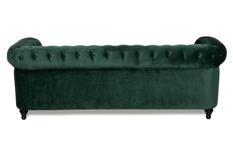 Chesterfield Lyx Veloursofa 3-pers - Mørkegrøn - Møbler - Sofaer - Velour sofaer