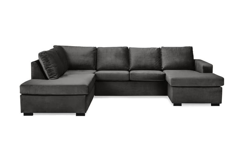 Crazy U-sofa Stor Chaiselong Højre Velour - Mørkegrå - Møbler - Sofaer - Velour sofaer