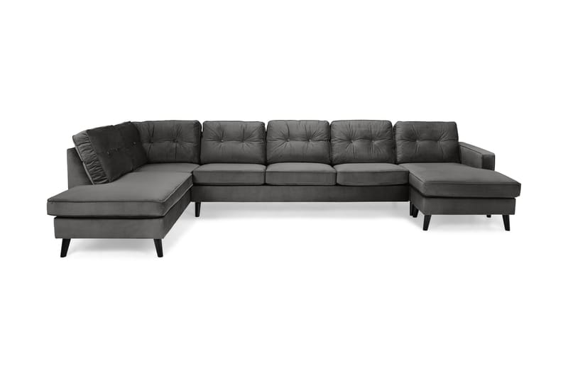 Monroe U-sofa Large med Chaiselong Højre Velour - Mørkegrå - Møbler - Sofaer - Velour sofaer