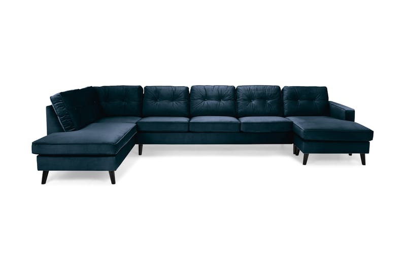Monroe U-sofa Large med Chaiselong Højre Velour - Midnatsblå - Møbler - Sofaer - Hjørnesofa