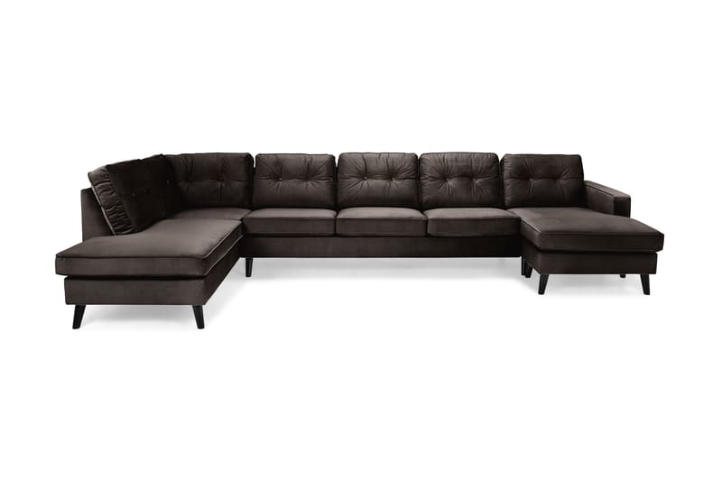 Monroe U-sofa Large med Chaiselong Højre Velour - Muldvarp - Møbler - Sofaer - Lædersofaer