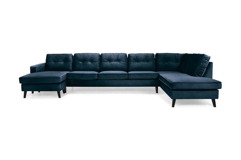 Monroe U-sofa Large med Chaiselong Venstre Velour - Midnatsblå - Møbler - Sofaer - Velour sofaer