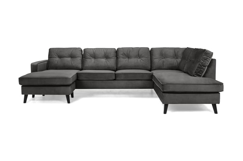 Monroe U-sofa med Chaiselong Venstre Velour - Mørkegrå - Møbler - Sofaer - Velour sofaer