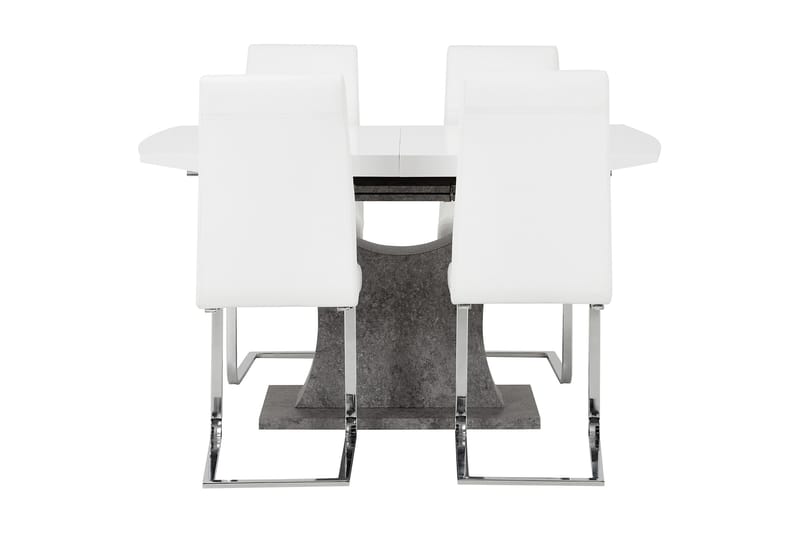 Azusa Spisebordssæt 140 cm med 4 Sorado Stole - Hvid/Beton - Møbler - Spisebordssæt - Rektangulært spisebordssæt