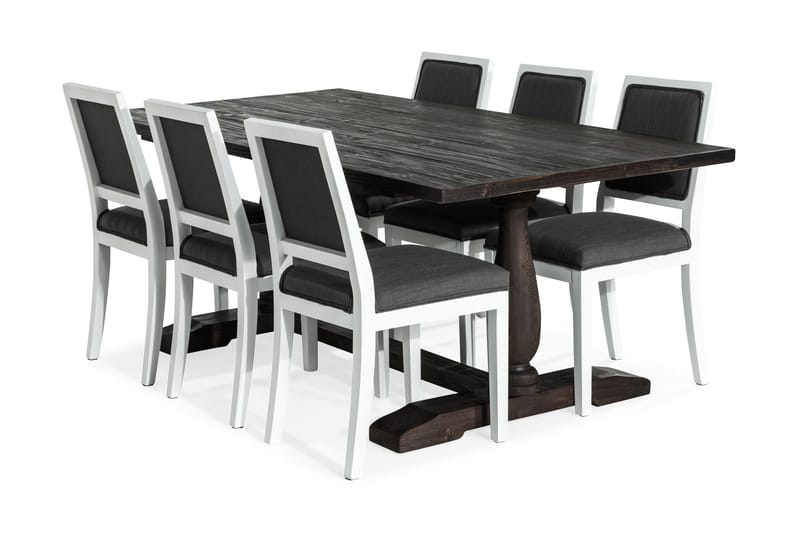 Dijon Spisebordssæt 200 cm med 6 Frank Stole - Vintage Elm/Grå - Møbler - Spisebordssæt - Rektangulært spisebordssæt