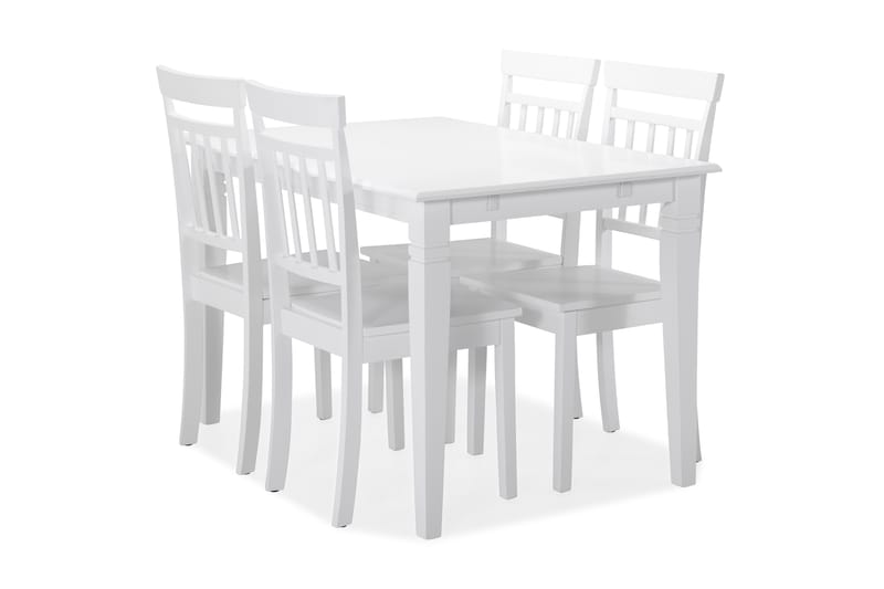Hartford Spisebord med 4 stk Hudson Stole - Hvid - Møbler - Spisebordssæt - Rektangulært spisebordssæt