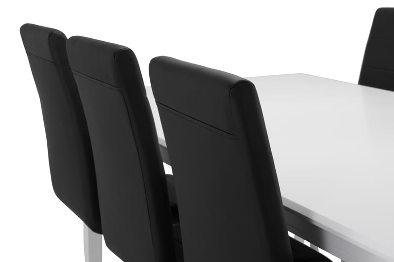 Hartford Spisebord med 6 stk Cibus Stole - Hvid/Sort/Krom - Møbler - Spisebordssæt - Rektangulært spisebordssæt
