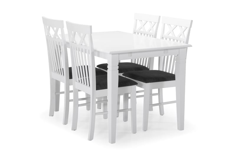 Hartford Udvideligt Spisebord 120 cm - Hvid/Sort - Møbler - Spisebordssæt - Rektangulært spisebordssæt