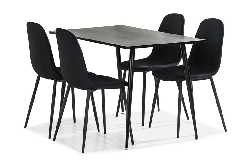 Marcelen Spisebordssæt 120 cm med 4 Nibe Stol - Brun/Sort - Møbler - Spisebordssæt - Rektangulært spisebordssæt