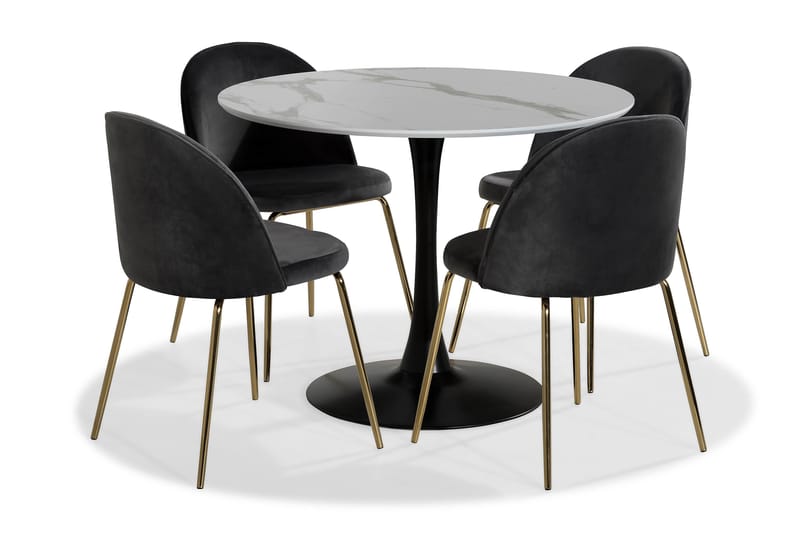 Caitly Spisebordssæt med 4 st Felipe Spisebordsstol