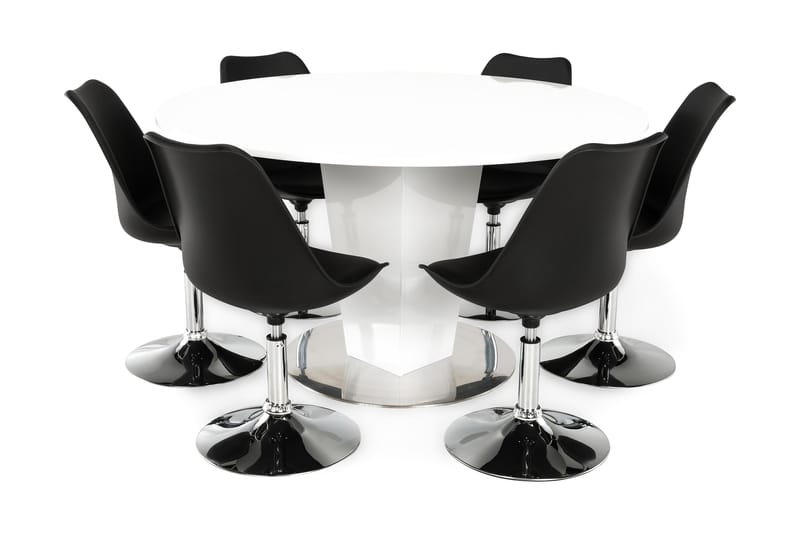 Diamond Spisebordssæt med 6 stk Shape Stole - Sort - Møbler - Spisebordssæt - Rundt spisebordssæt