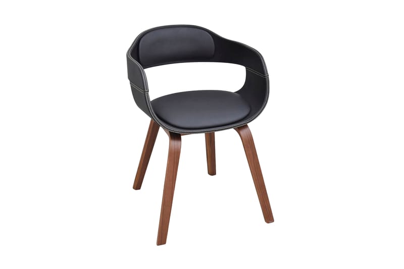 Spisebordsstol Med Formspændte Træben Kunstlæder - Sort - Møbler - Stole & lænestole - Armstole
