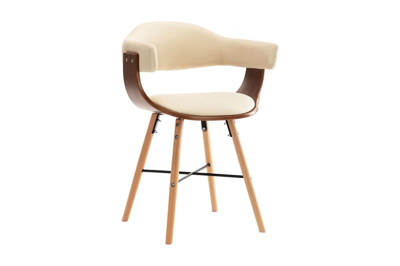 Spisebordsstole 2 stk. kunstlæder og bøjet træ cremefarvet - Creme - Møbler - Stole & lænestole - Spisebordsstole & køkkenstole