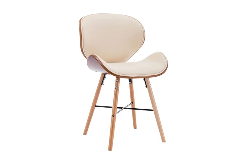 Spisebordsstole 2 stk. kunstlæder og bøjet træ cremefarvet - Creme - Møbler - Stole & lænestole - Spisebordsstole & køkkenstole
