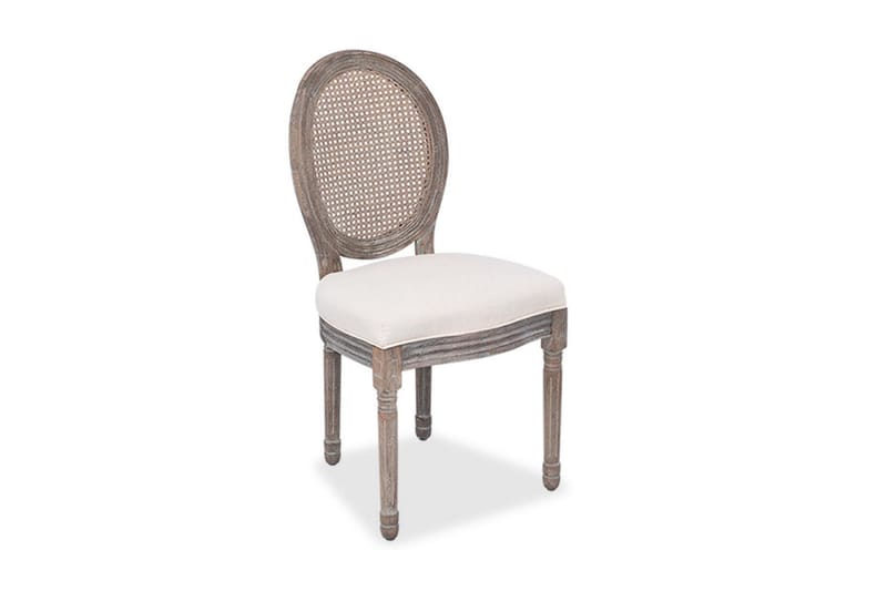Spisebordsstole 2 Stk. Linned Og Rattan - Creme - Møbler - Stole & lænestole - Armstole