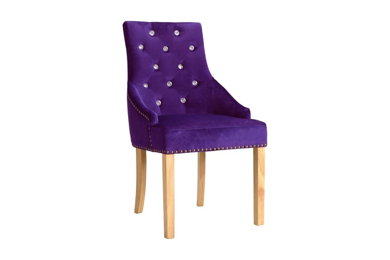 Spisebordsstole 2 Stk. Massiv Eg Og Fløjl Violet - Violet - Møbler - Stole & lænestole - Armstole