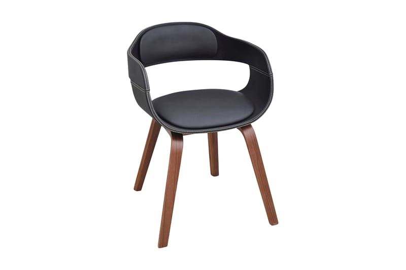 Spisebordsstole 2 Stk. Med Formspændt Træstel Kunstlæder - Sort - Møbler - Stole & lænestole - Spisebordsstole & køkkenstole