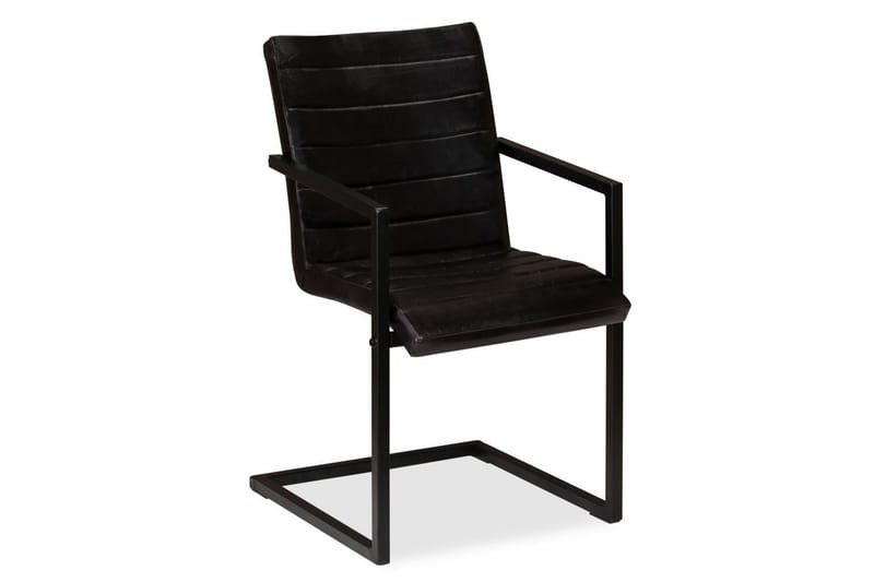 Spisebordsstole 4 Stk. Ægte Læder Antracitgrå - Grå - Møbler - Stole & lænestole - Spisebordsstole & køkkenstole