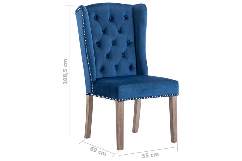 Spisebordsstole 4 Stk. Fløjl Blå - Møbler - Stole - Armstole