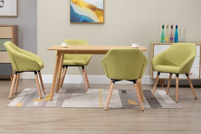 Spisebordsstole 4 Stk. Stof Grøn - Grøn - Møbler - Stole & lænestole - Spisebordsstole & køkkenstole