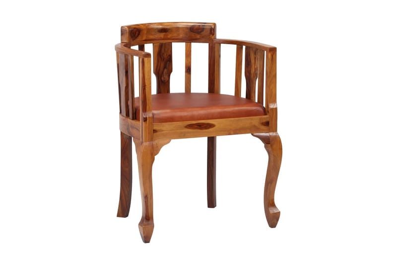 Spisebordsstole 6 stk. ægte læder og massivt sheeshamtræ - Brun - Møbler - Stole & lænestole - Spisebordsstole & køkkenstole