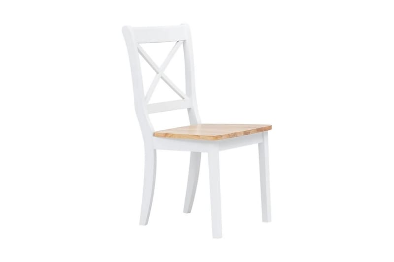 Spisebordsstole 6 Stk. Massivt Gummitræ Hvid Og Brun - Hvid - Møbler - Stole & lænestole - Spisebordsstole & køkkenstole