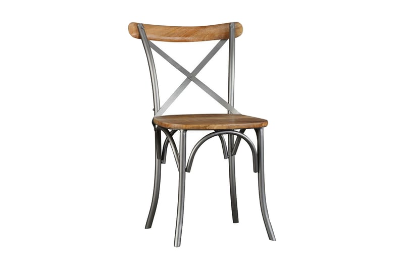 Spisebordsstole 6 Stk. Massivt Mangotræ Og Stål Krydsryglæn - Flerfarvet - Møbler - Stole & lænestole - Spisebordsstole & køkkenstole