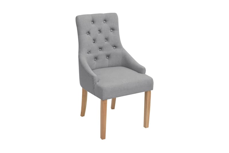 Spisebordsstole I Egetræ 6 Stk. Stof Lysegrå - Grå - Møbler - Stole & lænestole - Armstole