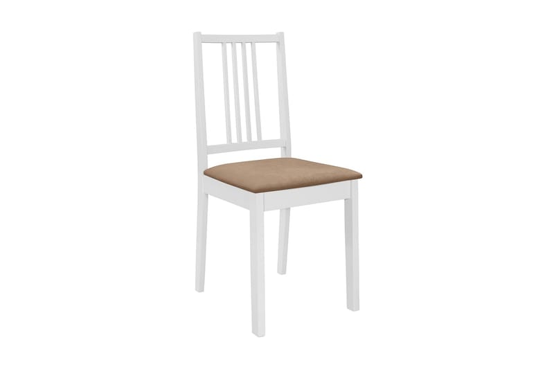 Spisebordsstole Med Hynder 4 Stk. Massivt Træ Hvid - Hvid - Møbler - Stole & lænestole - Spisebordsstole & køkkenstole