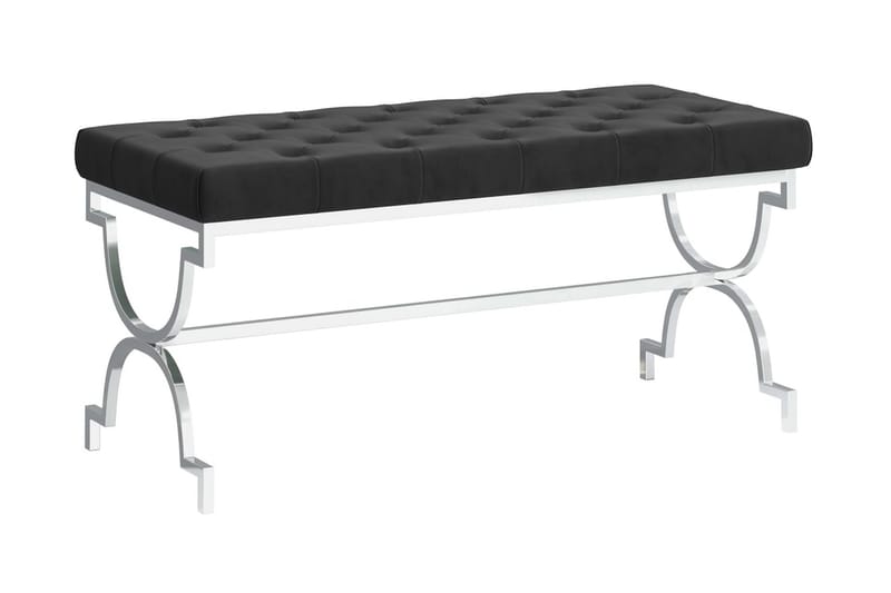 Bænk 99 cm fløjl og rustfrit stål sort - Sort - Møbler - Stole & lænestole - Bænke