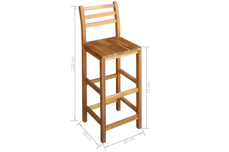 Barbord- Og Stolesæt I 3 Dele Massivt Akacietræ - Brun - Møbler - Stole - Barstole