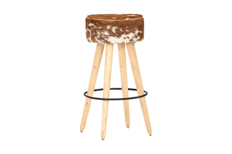 barstole 2 stk. ru mangotræ og ægte skind brun - Brun - Møbler - Stole & lænestole - Barstole