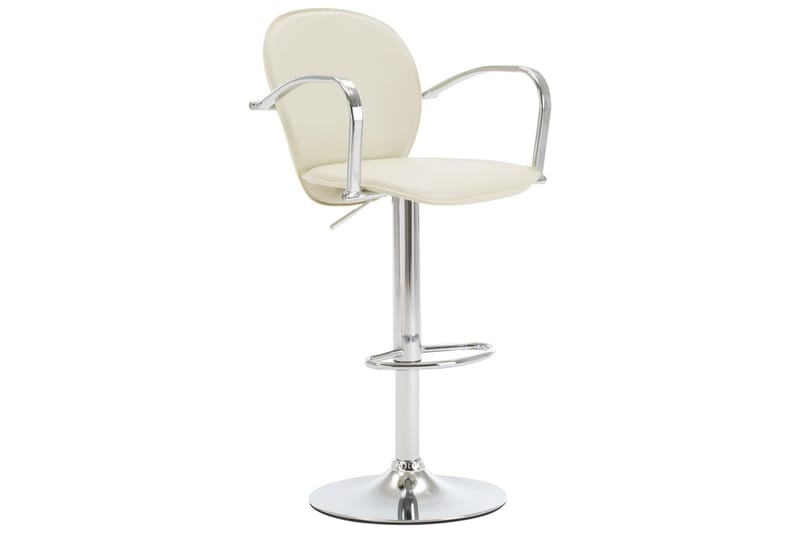 barstole med armlæn 2 stk. kunstlæder cremefarvet - Creme - Møbler - Stole & lænestole - Barstole