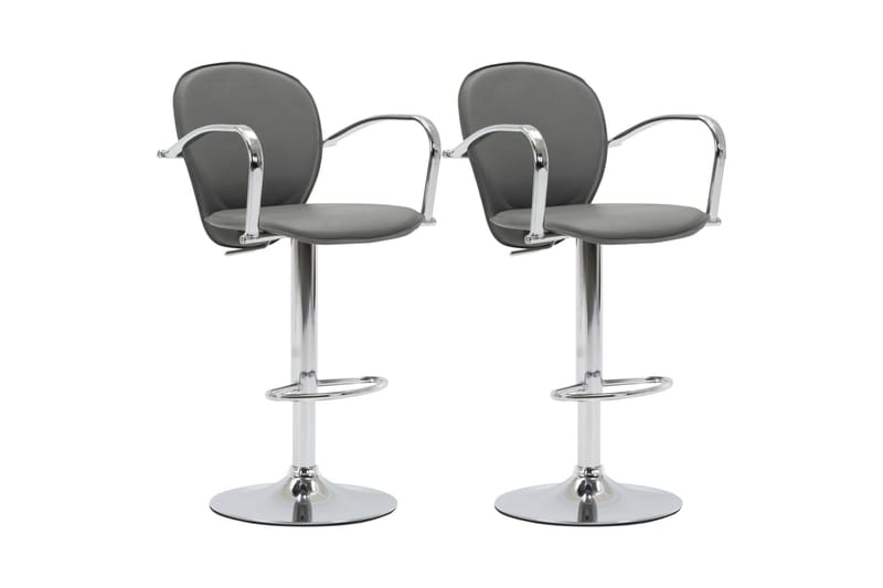 barstole med armlæn 2 stk. kunstlæder grå - Grå - Møbler - Stole & lænestole - Barstole