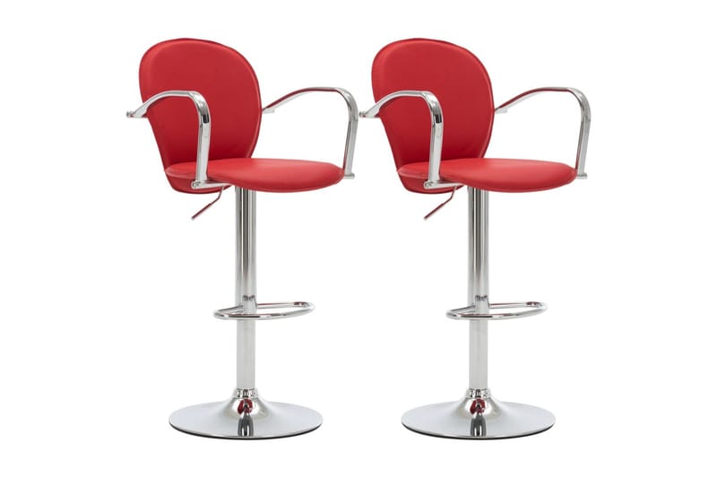barstole med armlæn 2 stk. kunstlæder rød - Rød - Møbler - Stole - Barstole
