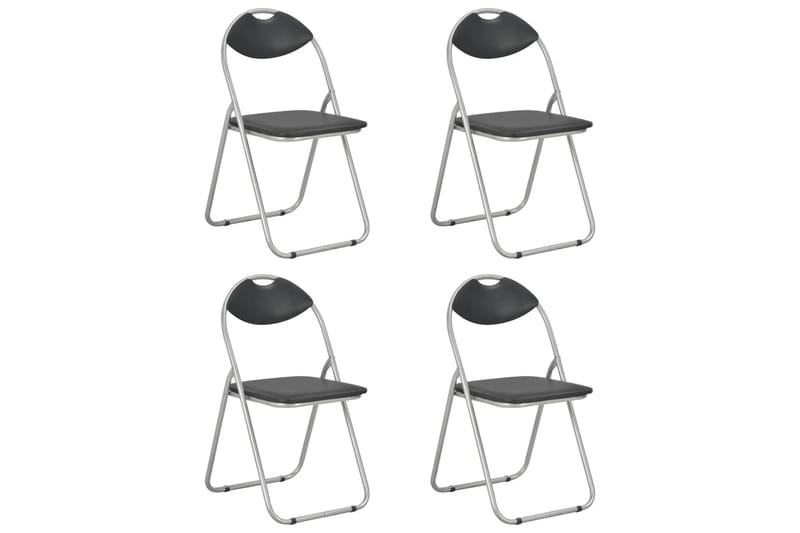 Sammenklappelige Spisebordsstole 4 Stk. Sort Kunstlæder - Møbler - Stole & lænestole - Klapstole & stabelstole