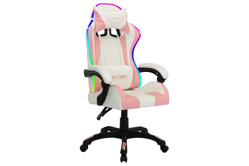gamingstol med LED-lys RGB-farver kunstlæder pink og sort - Flerfarvet - Møbler - Stole & lænestole - Gamer stole