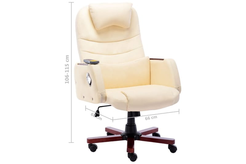 kontorstol med massagefunktion kunstlæder cremefarvet - Creme - Møbler - Stole & lænestole - Kontorstole & skrivebordsstole
