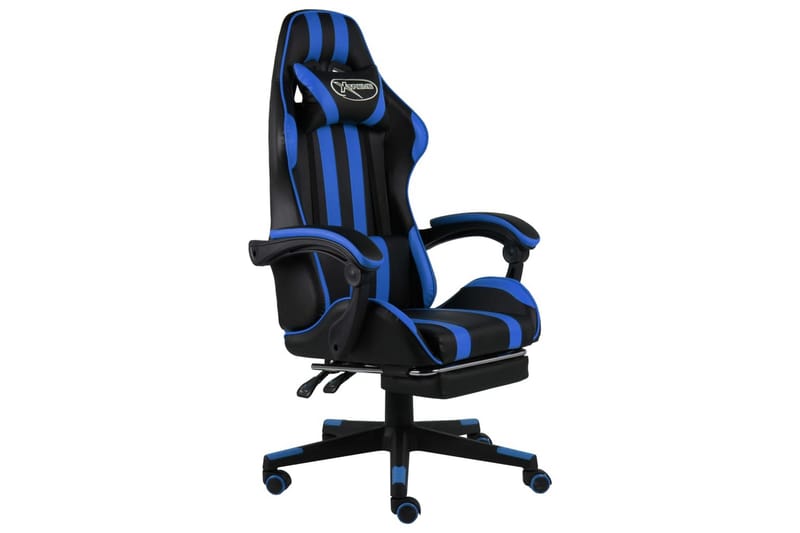 Racerstol med fodstøtte kunstlæder sort og blå - Blå - Møbler - Stole & lænestole - Gamer stole