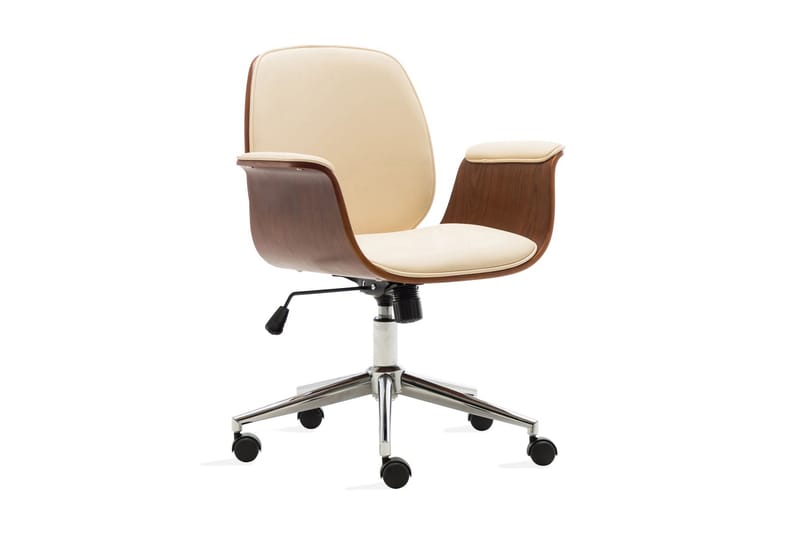spisebordsstol bøjet træ og kunstlæder cremefarvet - Møbler - Stole & lænestole - Kontorstole & skrivebordsstole