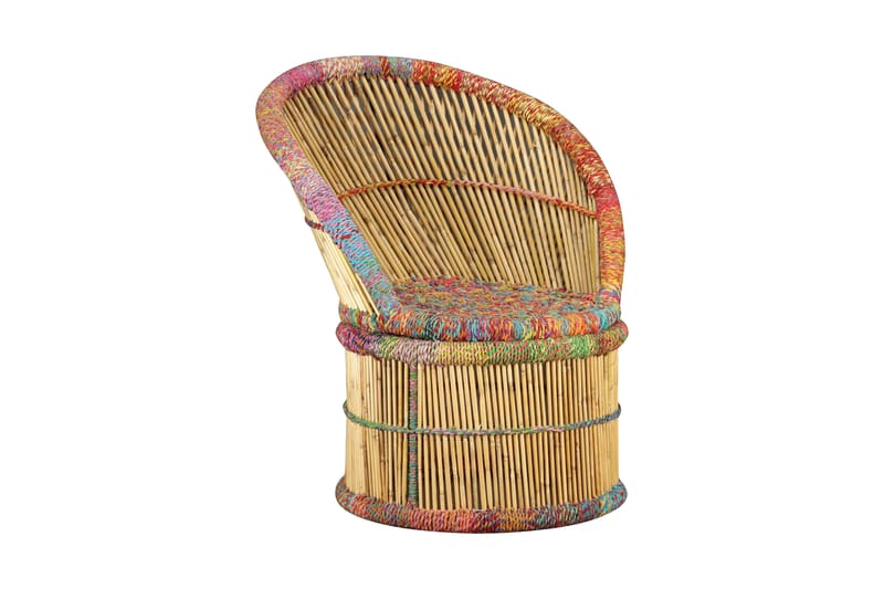 Stol I Bambus Med Chindi-Detaljer Flerfarvet - Flerfarvet - Møbler - Stole & lænestole - Kurvestole