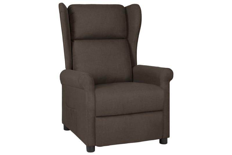 eldrevet lænestol med vingeryglæn stof mørkebrun - Brun - Møbler - Stole & lænestole - Lænestole - Øreklapslænestol
