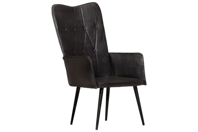 lænestol ægte læder sort - Sort - Møbler - Stole & lænestole - Lænestole - Øreklapstol