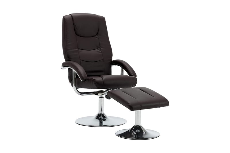 lænestol med fodskammel brun kunstlæder - Møbler - Stole & lænestole - Lænestole - Øreklapslænestol