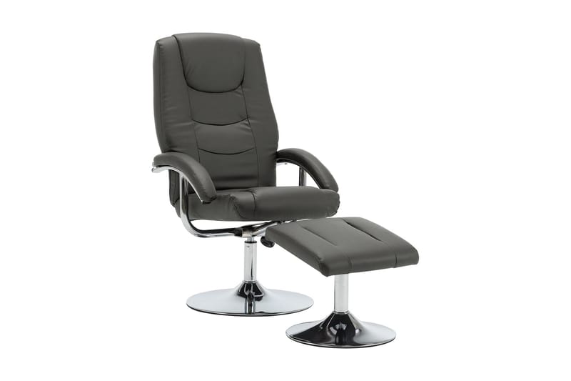 lænestol med fodskammel grå kunstlæder - Møbler - Stole & lænestole - Lænestole - Øreklapslænestol