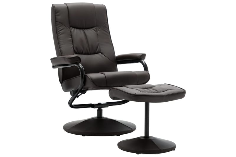 lænestol med fodskammel kunstlæder brun - Møbler - Stole & lænestole - Lænestole - Øreklapstol