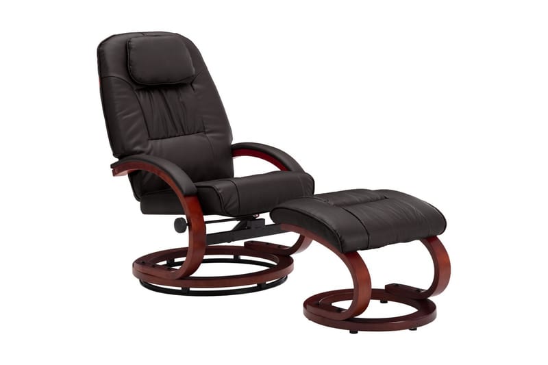 lænestol med fodskammel kunstlæder brun - Møbler - Stole & lænestole - Lænestole - Øreklapslænestol